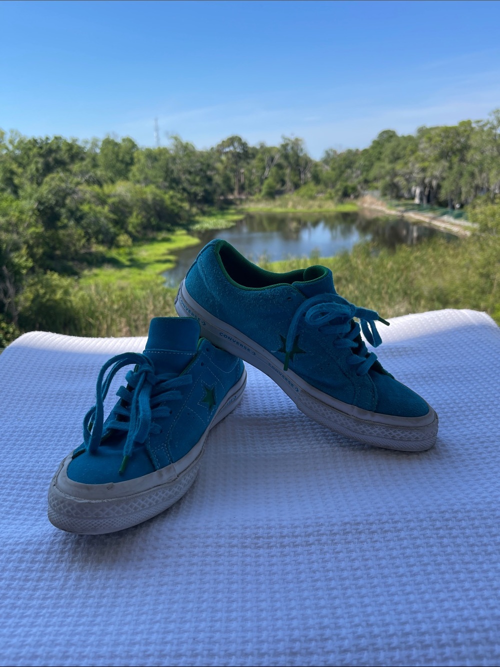 Converse Kids Teal Blue Suede Moccasins Size: 5 (23 cm) Leather